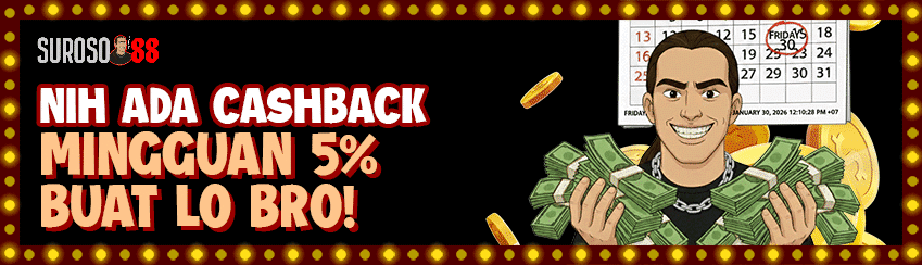 CASHBACK MINGGUAN 5% SLOT CASINO SPORTBOOK